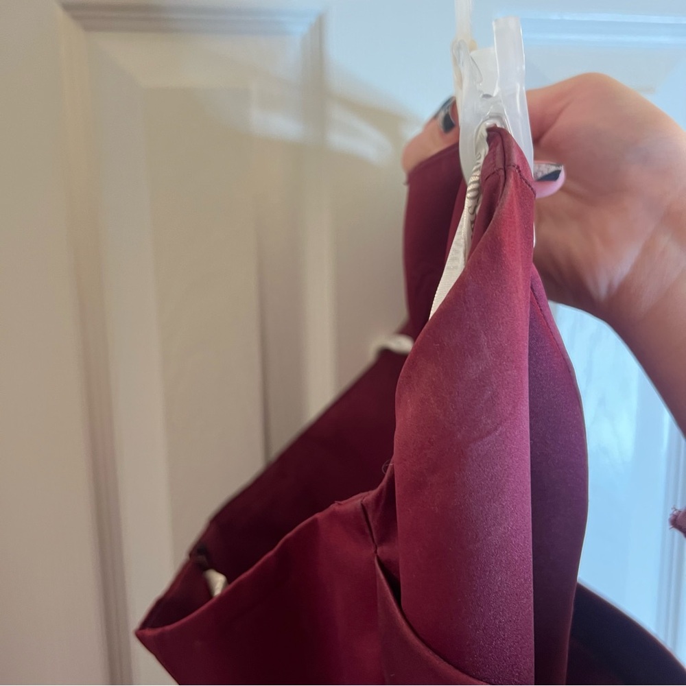 David’s Bridal Formal Wedding Prom Bridesmaid Strapless Burgundy Dress Size 10 - Picture 5 of 7